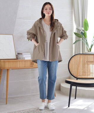 Tiaclasse L 撥水ドロストマウンテンパーカー モカ