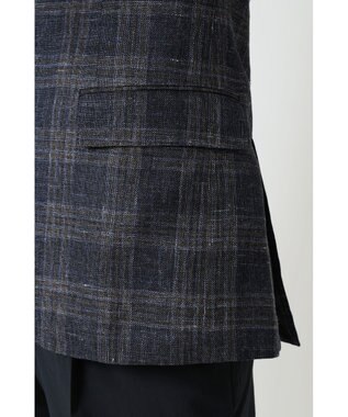 DAKS リネンコットンチェックジャケット ダークグレー