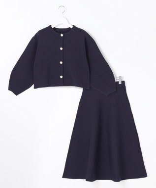 Feroux 【セットアイテム】パフスリーブニット セットアップ ネイビー系