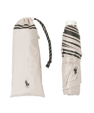 MOONBAT 【 遮光率100％/遮熱/UV/軽量】POLO RALPH LAUREN（ポロ ラルフローレン）晴雨兼用日傘 ワンポイント ポロポニー バイカラー  折りたたみ傘 オフホワイト