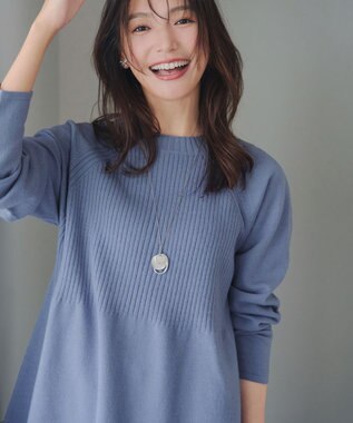 Tiaclasse 【新色追加・洗える】ミドルリブニットチュニック ブルー