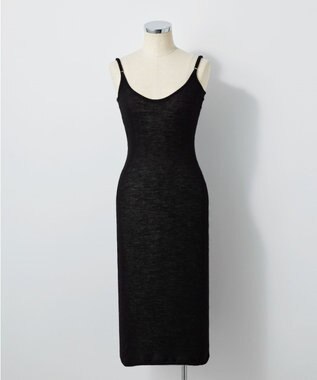 TOQUE 〈大草直子さんアドバイザー〉ロイヤルベビーアルパカ針抜きスムスインナーロングキャミソール ブラック