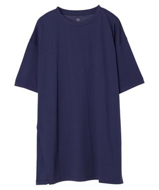 Green Parks 汗じみ防止クルーネックスリットチュニック Blue