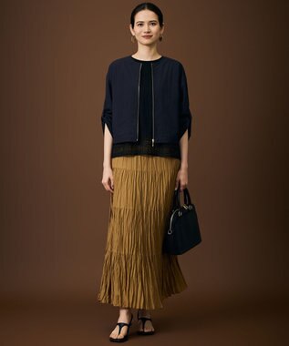 自由区 【SHIHOさん着用】ファンクショナルブロードノーカラー ブルゾン ネイビー
