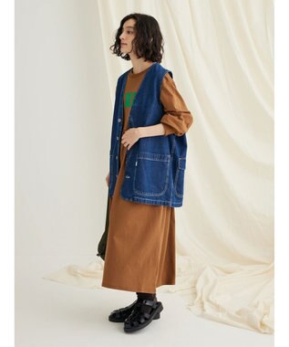 CRAFT STANDARD BOUTIQUE ウ゛ィンテージ風天竺　フロッキークラックＰＴ　ＯＰ　 Brown