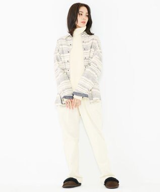 JOSEPH ABBOUD MOUNTAIN 【SPACE／UNISEX】OGスラブシャンブレーマルチボーダー シャツ ホワイト系1