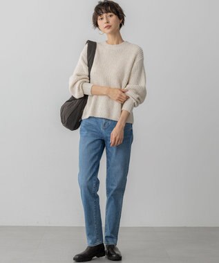 23区 L 【洗える】スパンコールバルキー クロップド ニット アイボリー系