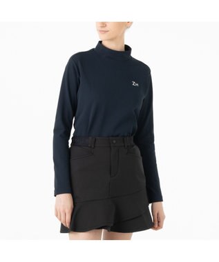 ZERO HALLIBURTON 【雑誌掲載・吸汗速乾・UVケア】 鹿の子 モックネックロングシャツ ZHG-W4A 1b 82872 ゴルフウェア ネイビー