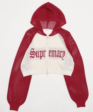 WEGO ラグランメッシュニットショートパーカー レッド