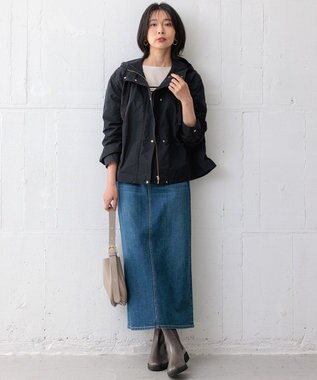 23区 【撥水加工/洗える】ブライトタフタ マウンテンパーカー ネイビー系