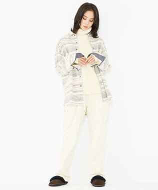 JOSEPH ABBOUD MOUNTAIN 【SPACE／UNISEX】OGスラブシャンブレーマルチボーダー シャツ ホワイト系1