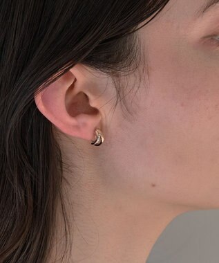 Phoebe 【金属アレルギー対応】【痛くないシリーズ】ストレートシャインクリスタルループフィットイヤリング　シャンパンゴールド シャンパンゴールド