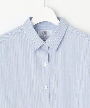 J.PRESS LADIES S 【洗える】BEZ C/Ny ドビーストライプ シャツカラー ブラウス サックスブルー系2