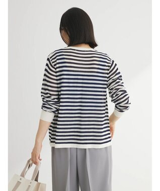 Green Parks 推しニット　クルーネックカーディガン Border