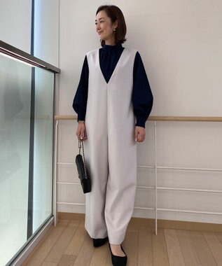 UNFILO イージーケア ギャザーブラウス ネイビー