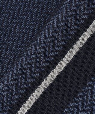 JOSEPH ABBOUD 【滑らかな肌触り】パネルボーダーVネックニット ネイビー系2