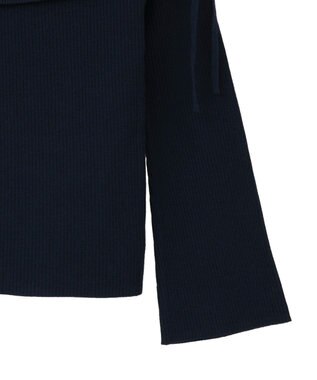 earth music&ecology リボンギャザーオフショルニットプルオーバー Navy