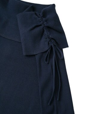 earth music&ecology リボンギャザーオフショルニットプルオーバー Navy
