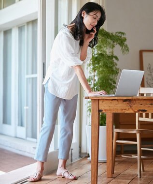 UNFILO L ハイストレッチ カラーパンツ ブルー