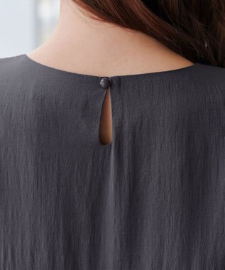 Tiaclasse 【小倉優子さん着用・洗える・XSサイズ】麻調ピンタックロングワンピース チャコールグレー