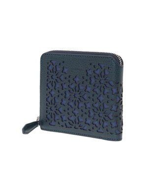 genten カレイド 外ファスナー2つ折り財布 ネイビーブルー