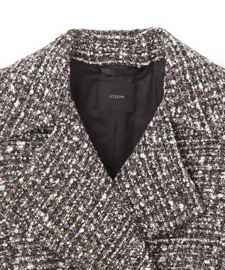 JOSEPH ウールツィード　ダブルブレステッドコート Black combo