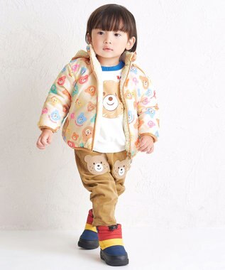 MIKI HOUSE HOT BISCUITS 【80-120cm】 カラフルビーンズ 裏ボアフリース リバーシブル総柄ジャンパー マルチカラー