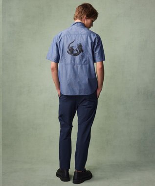 JOSEPH ABBOUD MOUNTAIN 【テーム・ヤルヴィモチーフ】バックデザイン 半袖シャツ ネイビー系