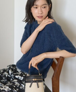 AMERICAN HOLIC フェザー半袖ニットプルオーバー Navy