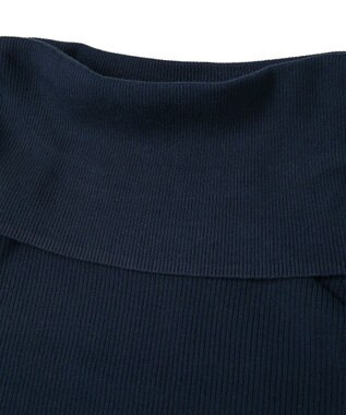 earth music&ecology リボンギャザーオフショルニットプルオーバー Navy