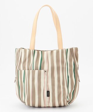 Y'SACCS 【ムック本掲載】ドローイングストライプ　ミニトートバッグ グレージュ