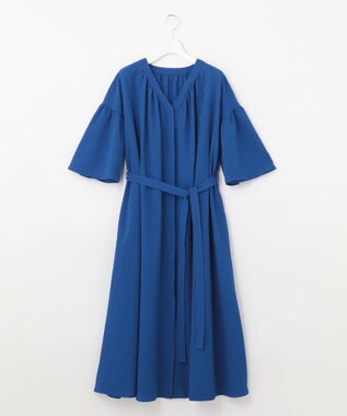 #Newans 【優木まおみさんコラボ】Vネックガウンワンピース ブルー系