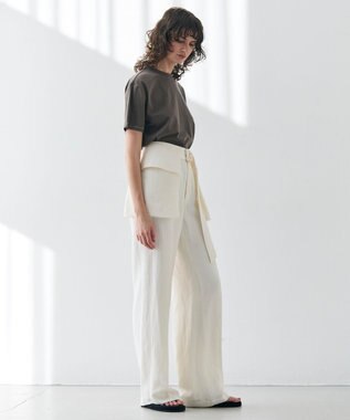 BEIGE， 【洗える】BERNARD / リネンストレートフルレングスパンツ Meringue