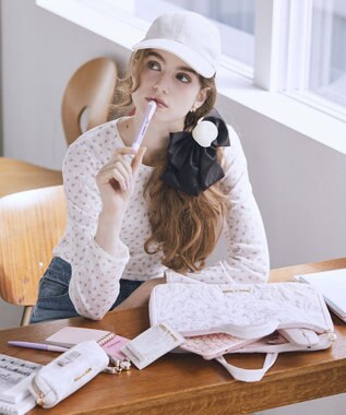 Maison de FLEUR リボン柄キルティングPCケース Pink