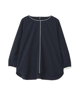 YECCA VECCA 配色パイピングブラウス Navy
