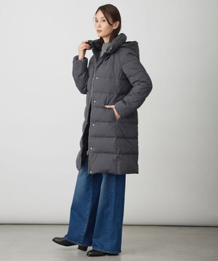 J.PRESS LADIES 【洗える・2way】タフタダウン ロング丈 コート スレート系