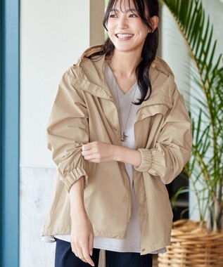 Tiaclasse L 撥水ドロストマウンテンパーカー ベージュ