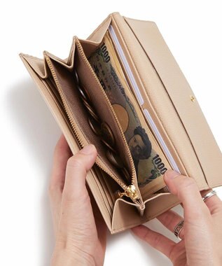 TOPKAPI 【TOPKAPI】gemdrops ジェムドロップ ミニエンボスレザー 天然石 長財布 ピンクベージュ