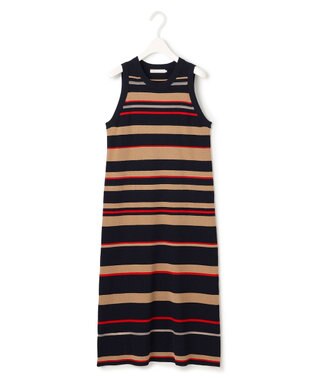 ICB 【洗える】 マルチボーダーワンピース ネイビー系