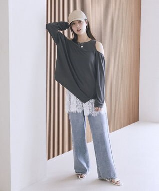 earth music&ecology Tストラップサンダル Silver