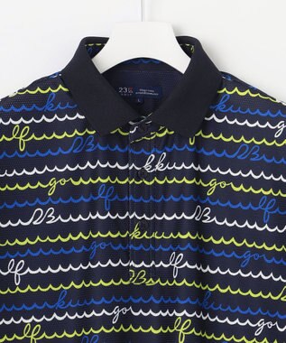 23区GOLF 【MEN】【吸水速乾・UVケア】ウェーブロゴプリント 半袖シャツ ネイビー系5