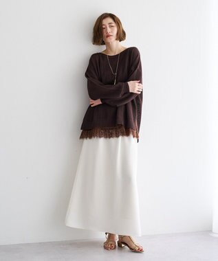 YECCA VECCA サテンフレアスカート Ivory