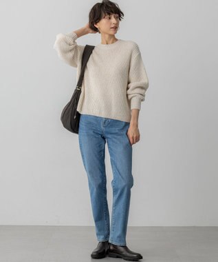 23区 L 【洗える】スパンコールバルキー クロップド ニット アイボリー系