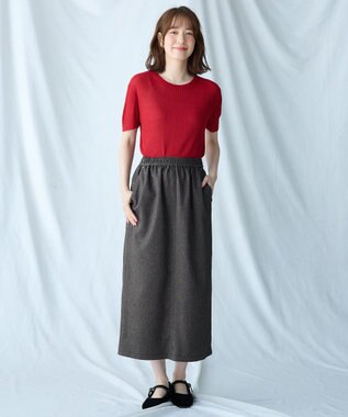 ANY 【2SET】ニットツインセット（半袖ニット＋Vネックカーデ） レッド