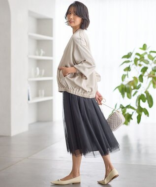 23区 L 【洗える】ドレープサテン MA-1 ブルゾン ベージュ系