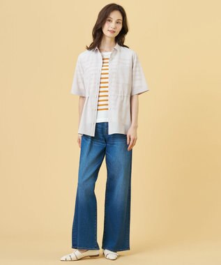 J.PRESS LADIES RELAX OVER KNIT プルオーバー オフホワイト×サニーオレンジ