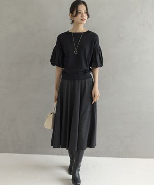 組曲 【ご好評につき追加予約 / 加藤ローサさん着用】ハンサムツイルフレア スカート チャコールチェック系3