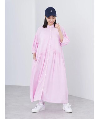 earth music&ecology レーヨンストライプワンピース Pink