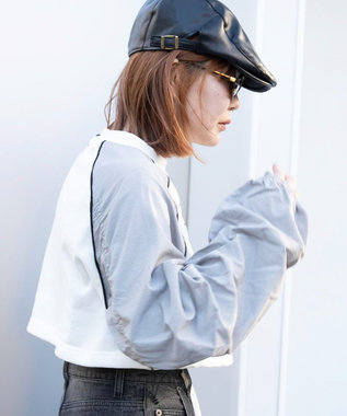 WEGO ナイロンスリーブナンバリングスウェット ホワイト