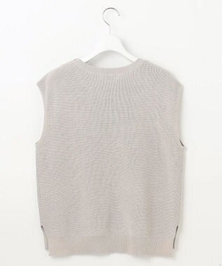 J.PRESS LADIES L 【洗える】GIMA COTTON ニット ベスト グレージュ系